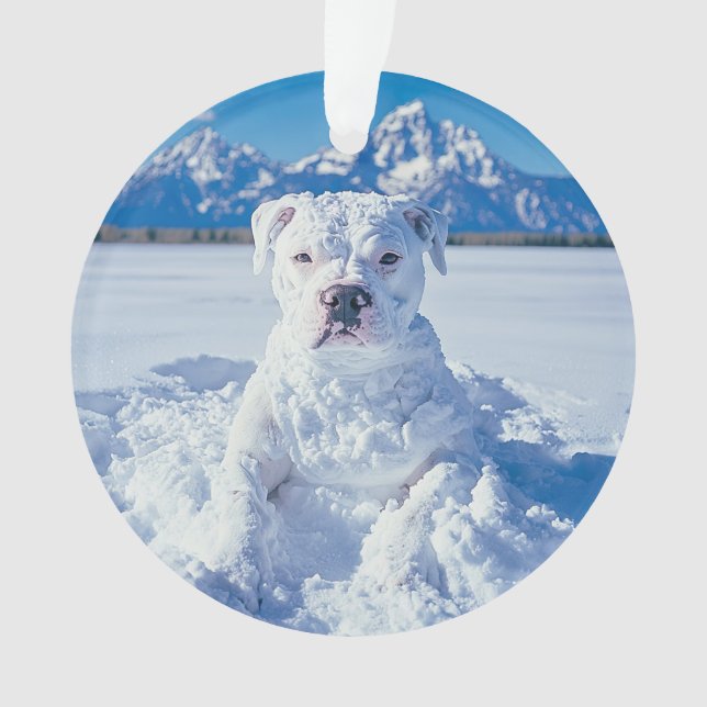 Adorno Navidades Pitbull Dog Snowman (Anverso)