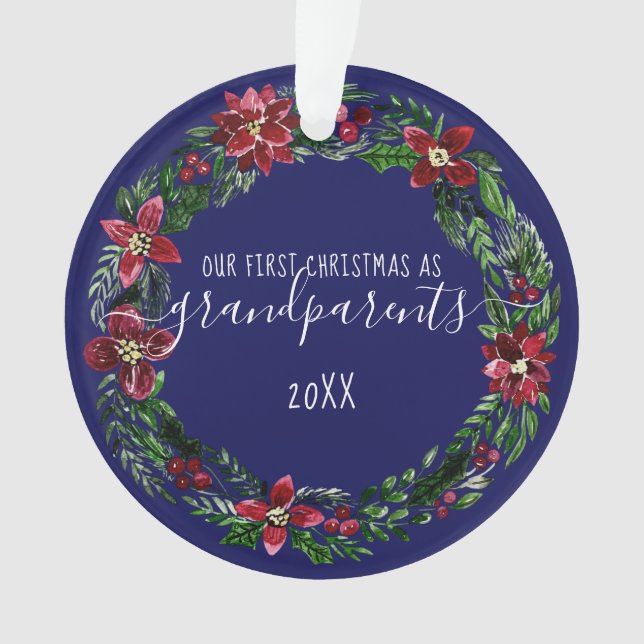 Adorno Navidades Poinsettia Wreath Abuelos Foto (Anverso)