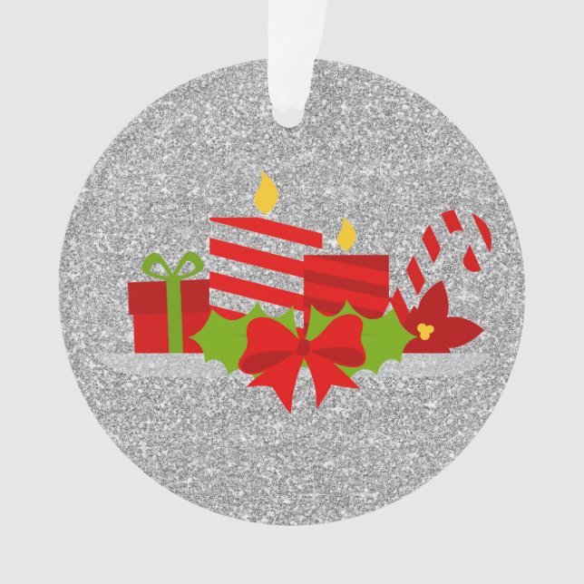 Adorno Navidades Potpourri Silver Faux Purpurina (Anverso)