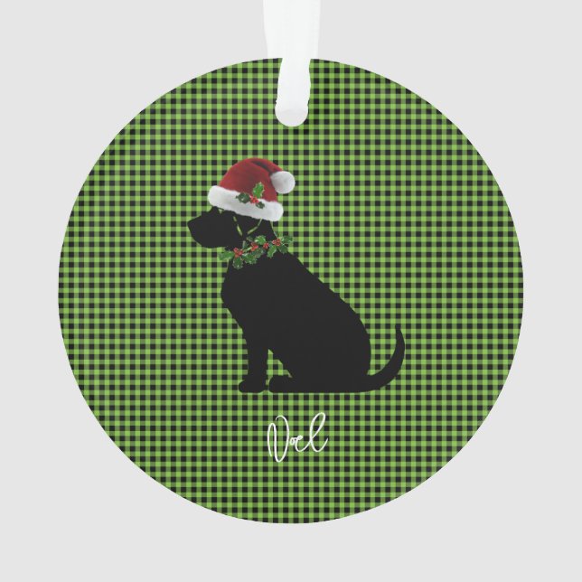 Adorno Navidades revisan Green Black Lab Pattern Name Fun (Reverso)