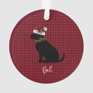 Adorno Navidades revisan Red Black Lab Pattern Name Fun