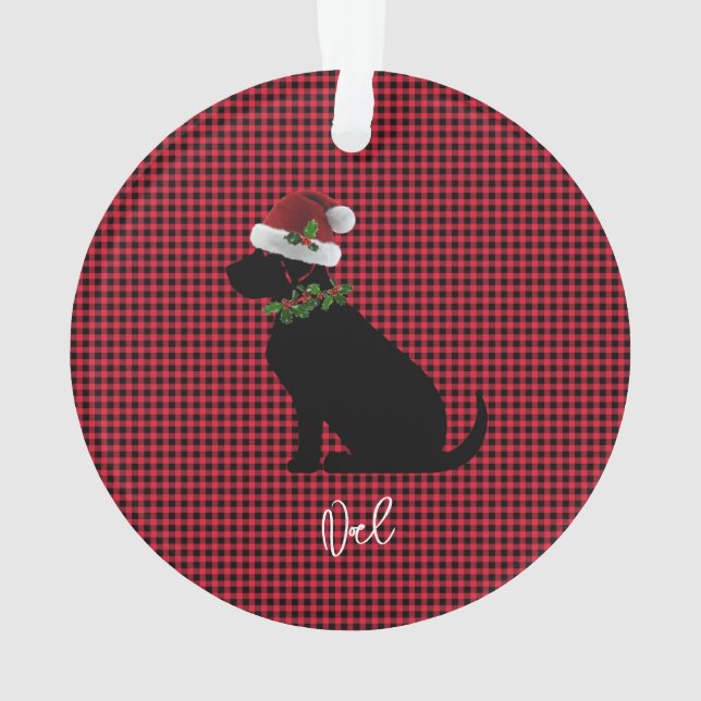 Adorno Navidades revisan Red Black Lab Pattern Name Fun (Reverso)