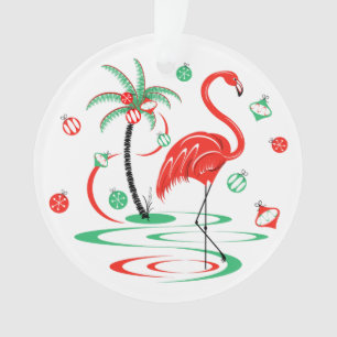 Adorno Navidades rojos Flamingo Baubles redondo acrílico