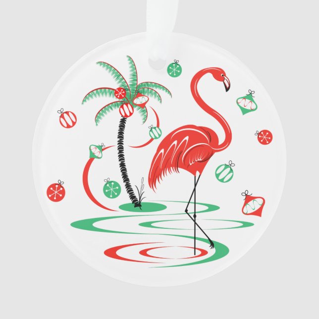 Adorno Navidades rojos Flamingo Baubles redondo acrílico (Anverso)