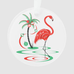 Adorno Navidades rojos Flamingo Texto redondo acrílico