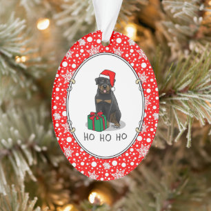 Adorno Navidades Santa Claus Gorra Rottweiler Dog Funny