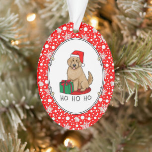 Adorno Navidades Santa Goldendoodle (rojo dorado) Cute de