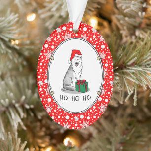 Adorno Navidades Santa Hat Siberian Husky (plata) Cute