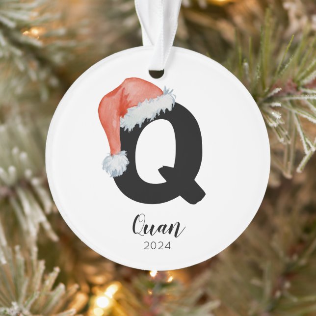 Adorno Navidades Santa Hat Simple Personalizable Carta Q (Árbol)