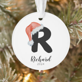 Adorno Navidades Santa Hat Simple Personalizable Letter R