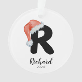 Adorno Navidades Santa Hat Simple Personalizable Letter R