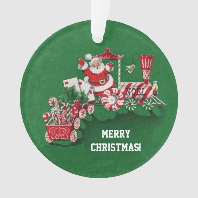 Adorno Navidades Santa Riding Peppermint Candy Train (Anverso)