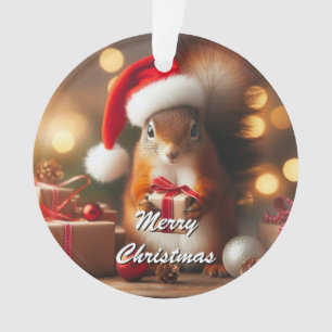 Adorno Navidades Squirrel Holding Ornament Personalizable