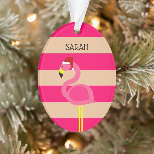 Adorno Navidades tropicales de franja rosada Flamingo (Árbol)