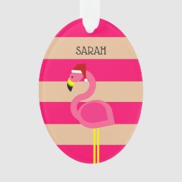 Adorno Navidades tropicales de franja rosada Flamingo