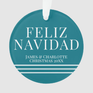 Adorno Navidades Verde azulados Feliz Navidad minimalista