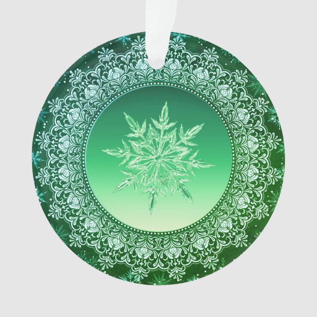 Adorno Navidades Verdes Esmeraldas Crystal Snowflake (Anverso)