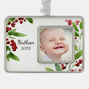 Adorno Navideño Acebo festivo de la acuarela