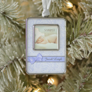 Adorno Navideño Blue Bow Pastel bebé primera Navidad