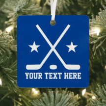 Adorno navideño cuadrado personalizado de hockey s