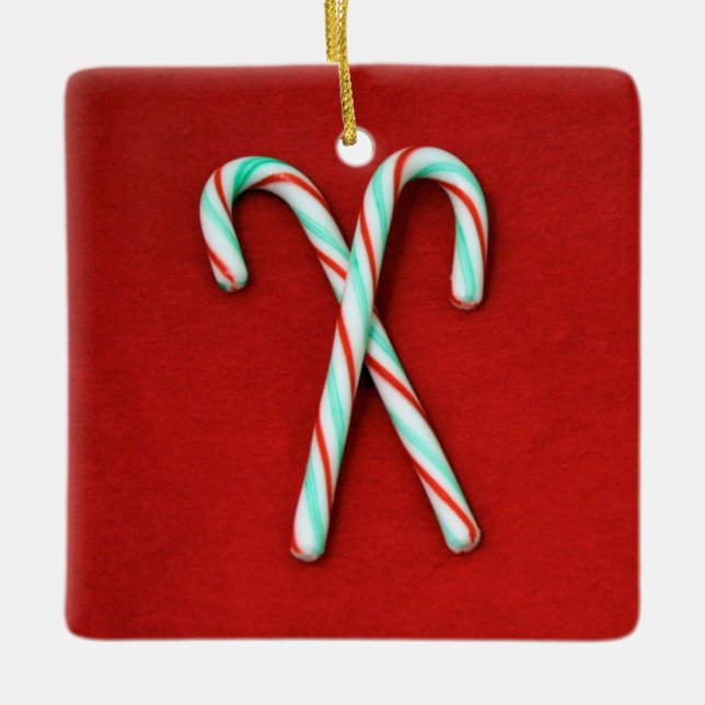 Adorno navideño de caramelo de rayas (Anverso)