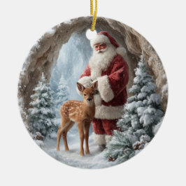 Adorno Navideño de Cerámica de Santa y Reno en 3D