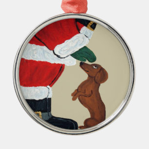 Adorno Navideño De Dachshund Y Santa