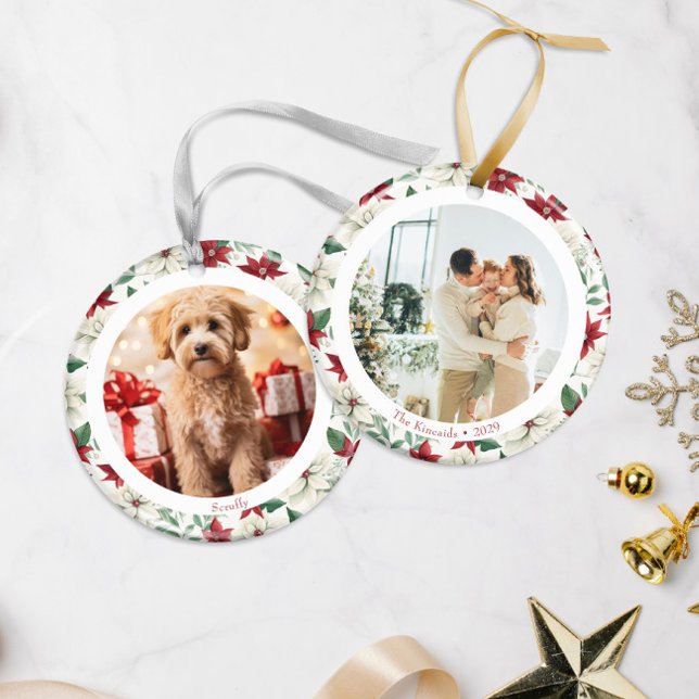 Adorno navideño de dos fotos de poinsettia elegant (Subido por el creador)