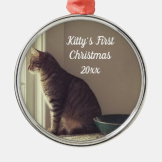 Adorno Navideño de Gato Tabby Ventana