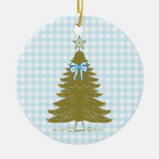Adorno navideño de gingham azul de Faye y Lauren