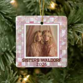 Adorno Navideño de Hermanas con Foto Rosa Moderna