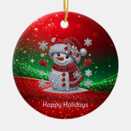 Adorno Navideño de Hombre de Nieve con Rhinestones