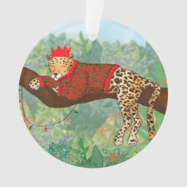 Adorno navideño de leopardo en acrílico