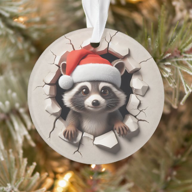 Adorno Navideño de Mapache Lindo de Doble Cara (Árbol)