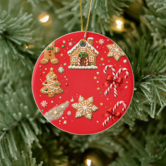 Adorno Navideño de Pan de Jengibre Rojo