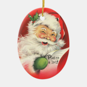 Adorno Navideño de Papá Noel Sonriendo Vintage