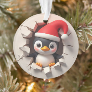 Adorno Navideño de Pingüino Lindo de Doble Cara