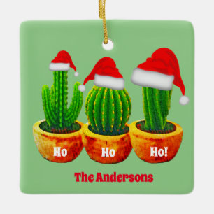 Adorno Navideño de Tres Cactus Ho Ho Ho Personaliz