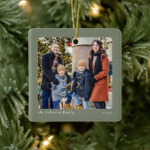 Adorno navideño de una foto con marco de punto ver