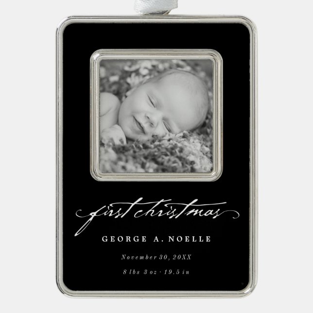 Adorno Navideño Escritura a mano en blanco para bebé Navidades 1ª  (Anverso)