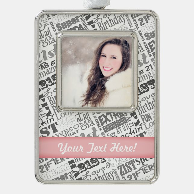 Adorno Navideño Fiesta de cumpleaños número 21 regalo personalizad (Anverso)