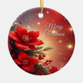 Adorno Navideño Floral Rojo