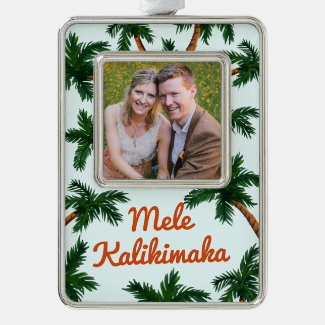 Adorno Navideño Foto de feriado de bienvenida de la isla (Anverso)