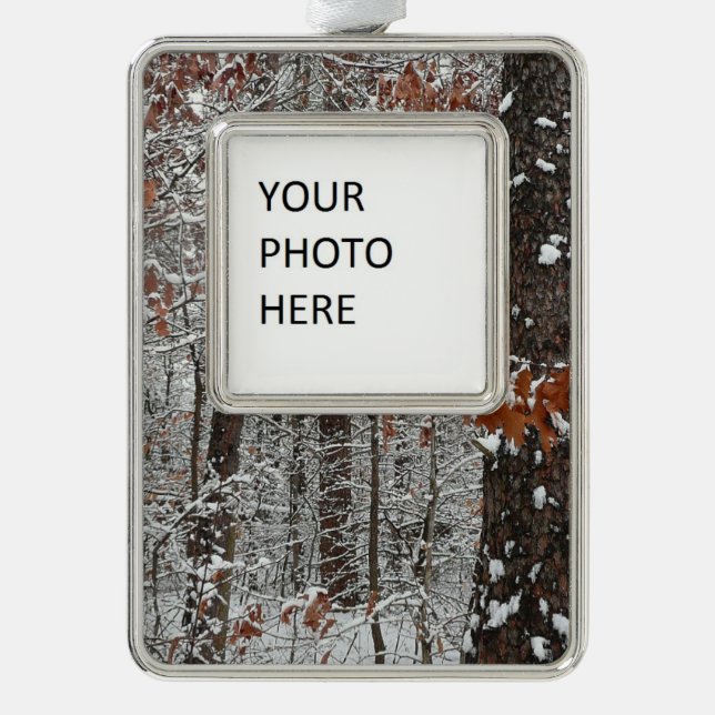 Adorno Navideño Fotografía de naturaleza invernal de robles cubier (Anverso)
