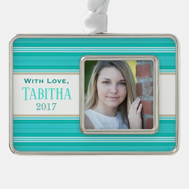 Adorno Navideño HAMbyWG - Ornament - Aqua Stripes (Anverso)