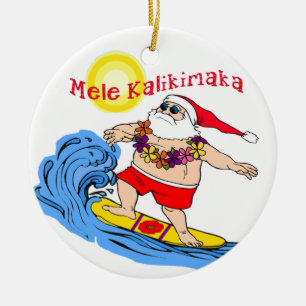 Adorno Navideño Hawaiano Tropical de Papá Noel Sur