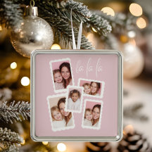 Adorno Navideño Multi Foto “Fa La La” Rosa Moderno