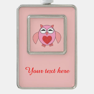 Adorno Navideño Ornamento de Personalizable de Lechuza Corazón Ros