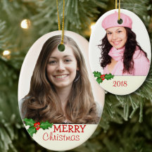 Adorno Navideño Ovalado de Doble Cara con Foto