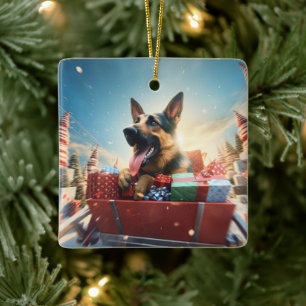 Adorno Navideño para Mascota Pastor Alemán, Amante